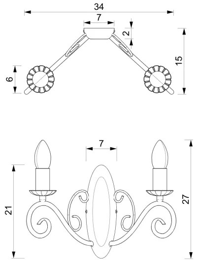 Applique MAURO 2xE14/60W/230V