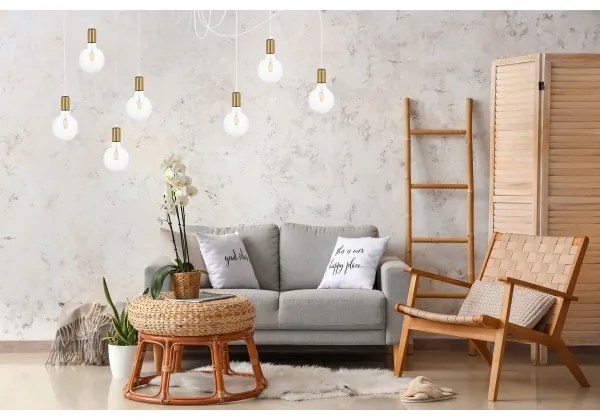 Lampadario a sospensione con filo MIROS 7xE27/60W/230V ragno bianco/oro