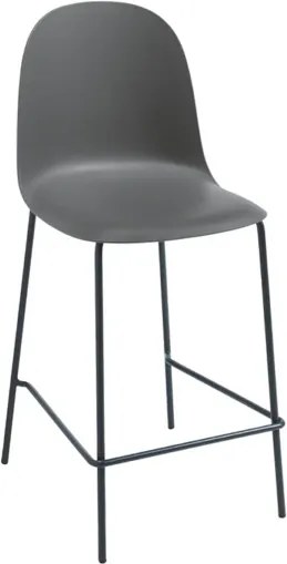 Sgabello con seduta in polipropilene Grigio Scuro e gambe in metallo - FOX 2 pezzi