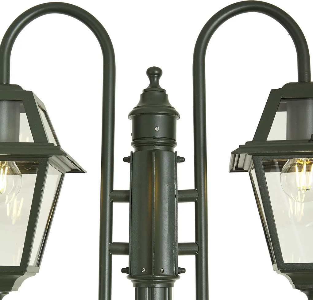 Lanterna da esterno classica verde scuro 235 cm 2 luci IP44 - Berta