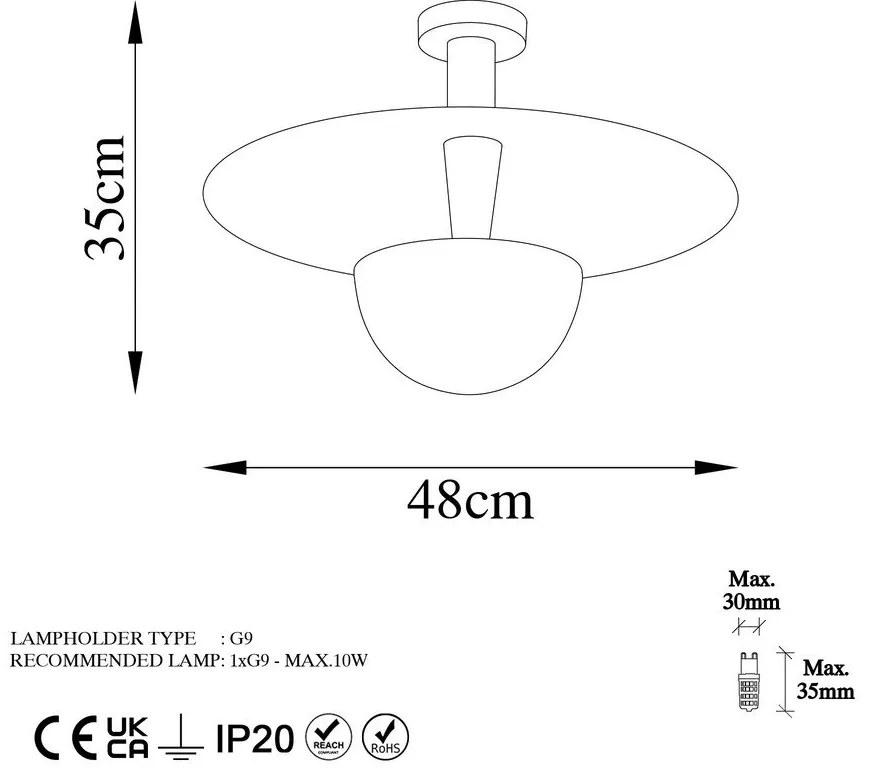 Plafoniera color rame con paralume in metallo ø 48 cm Kurt – Opviq lights