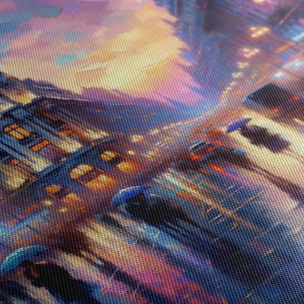 Quadro su tela – Città di sera sotto la pioggia
