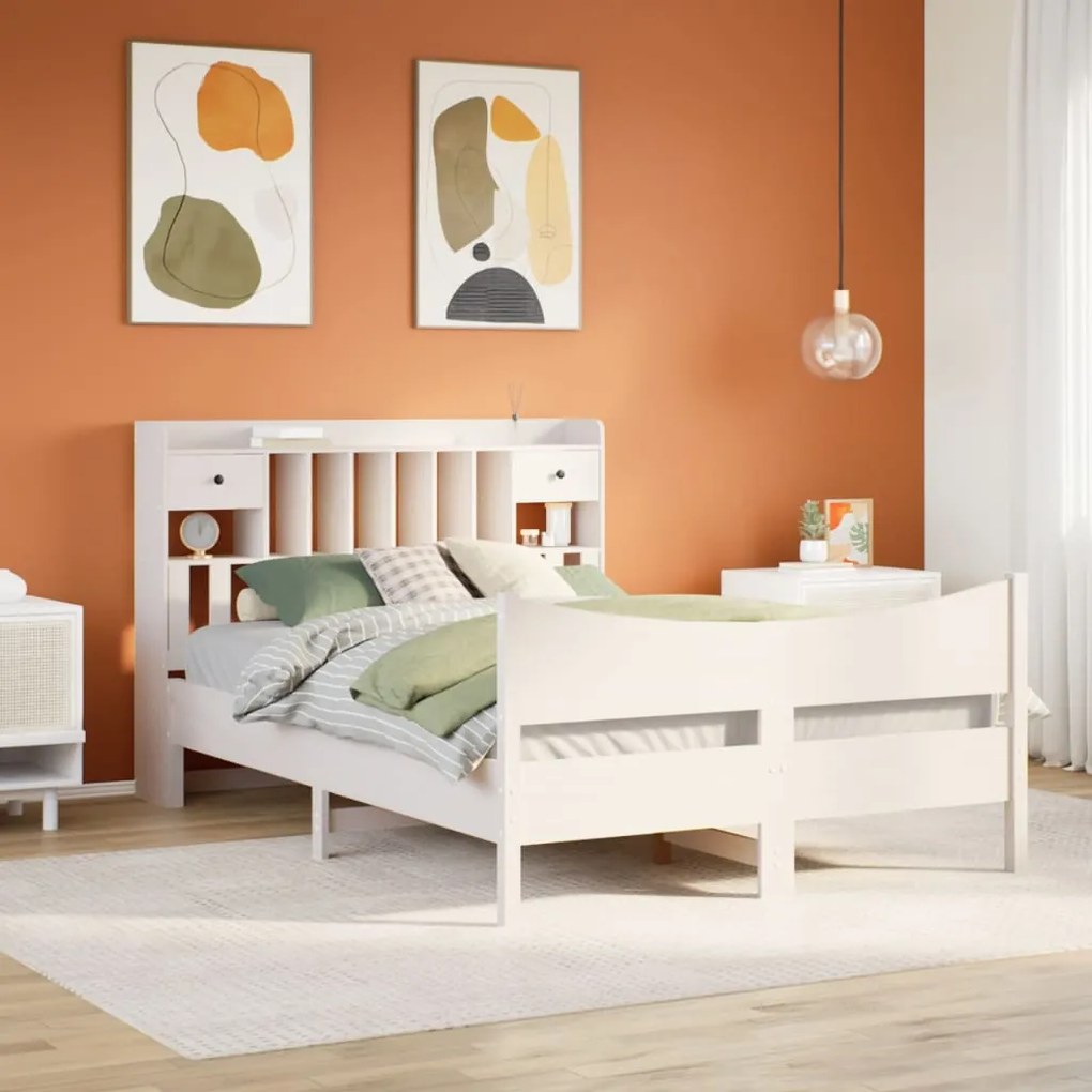 Giroletto Senza Materasso Bianco 160x200 Cm Legno Massello Pino /