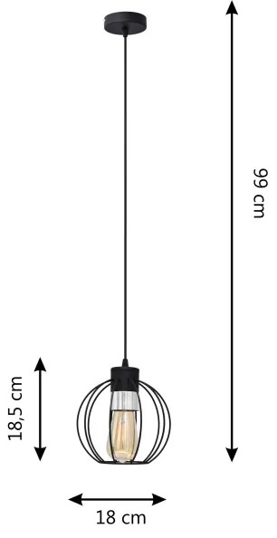 Lampadario a sospensione con filo STARLIGHT 1xE27/15W/230V nero/argento