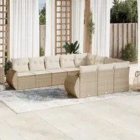 Set Divano da Giardino 10 pz con Cuscini Beige in Polyrattan 3254225