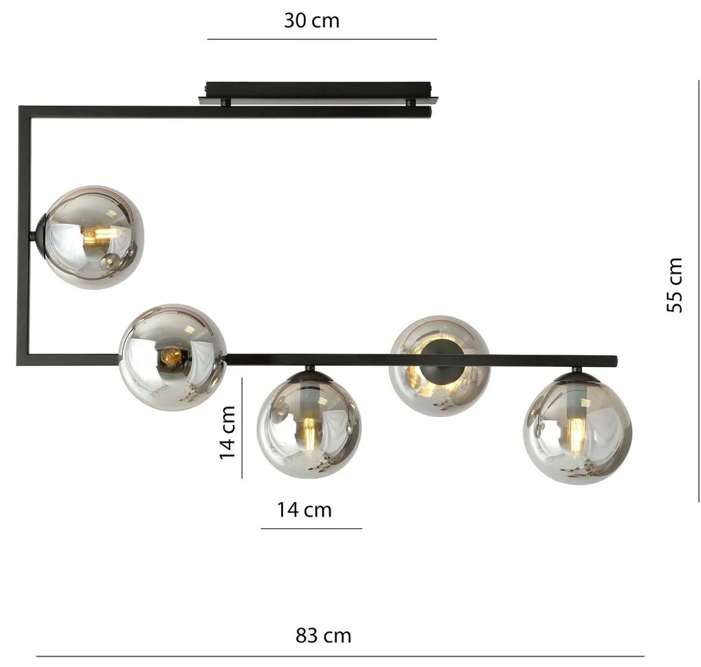 Lampadario da Soffitto SOMA 5 Black Grafite e Black White E14 Colore Bianco