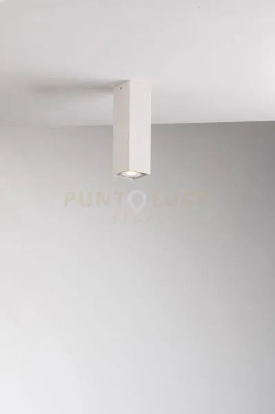 Plafoniera fluke quadrata bianca 1 luce attacco gu10 6x6x20cm