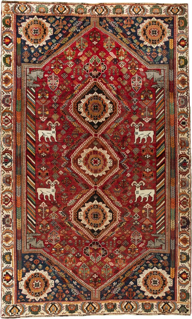 Shiraz Tappeto 290 x 180 Rosso (Iran) Annodato A Mano