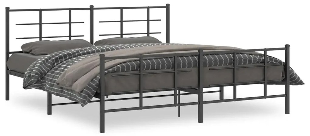 Giroletto Con Testiera E Pediera Metallo Nero 183x213 Cm /