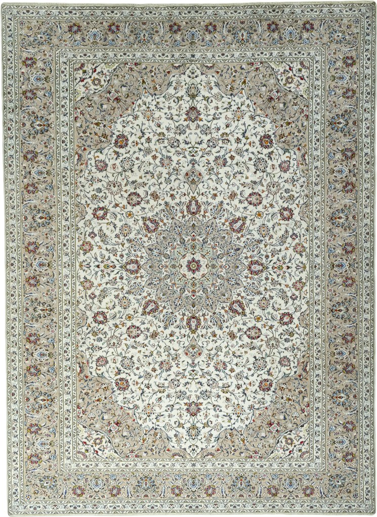 Kashan Tappeto persiano 400x300 Beige (Iran) Annodato A Mano