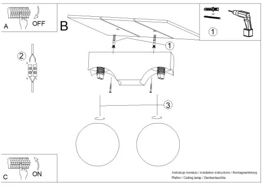 Sollux SL.1683 - Plafoniera BULBO 2xG9/8W/230V faggio/bianco