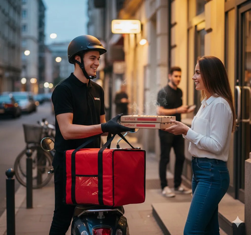 Borsa Termica Porta Pizze da Asporto 8/10 Cartoni Safemi Express 10 Rossa e Nera...