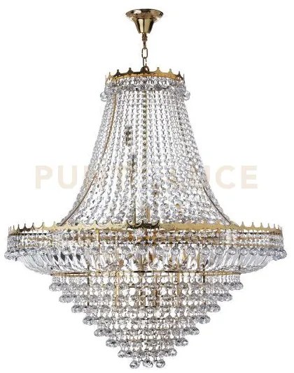 Lampadario versailles 19lt - metallo dorato e cristallo