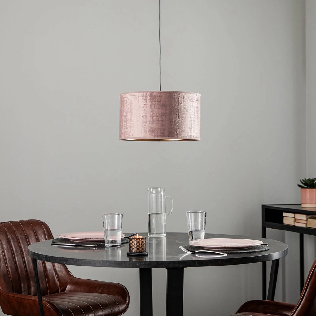 EMIBIG LIGHTING Lampada a sospensione Jari paralume in tessuto a 1 luce, oro rosa