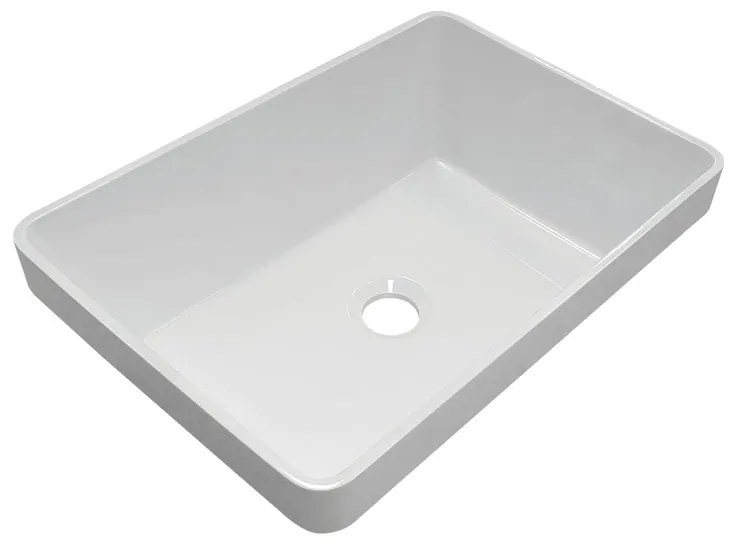 Lavabo da appoggio rettangolare in resina L 45 x H 14 x P 32 cm bianco