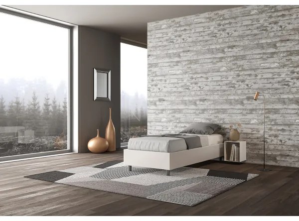 Letto singolo contenitore imbottito 80x200 similpelle bianco Azelia