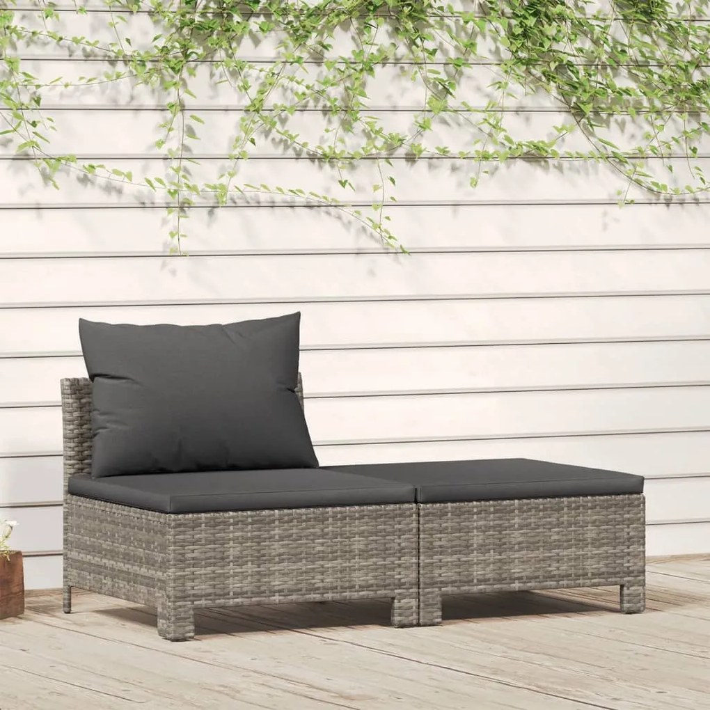 Set di divani da giardino 2 pz con cuscini in polyrattan grigio