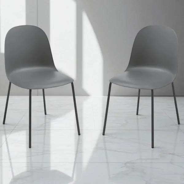 Sedia in polipropilene Grigio Scuro con gambe in metallo - FOX 2 sedie