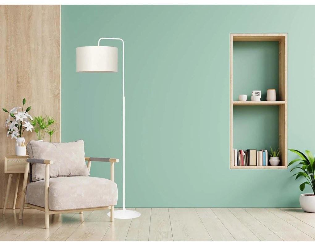 Piantana Contemporaneo Sigfrido Acciaio Bianco Ecru 1 Luce E27 Ip20
