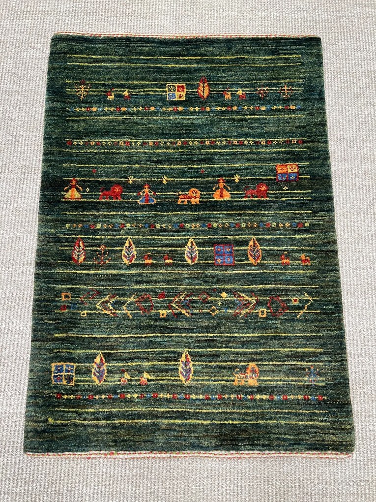 Loribaft Tappeto persiano 70 x 90 Verde (Iran) Annodato A Mano
