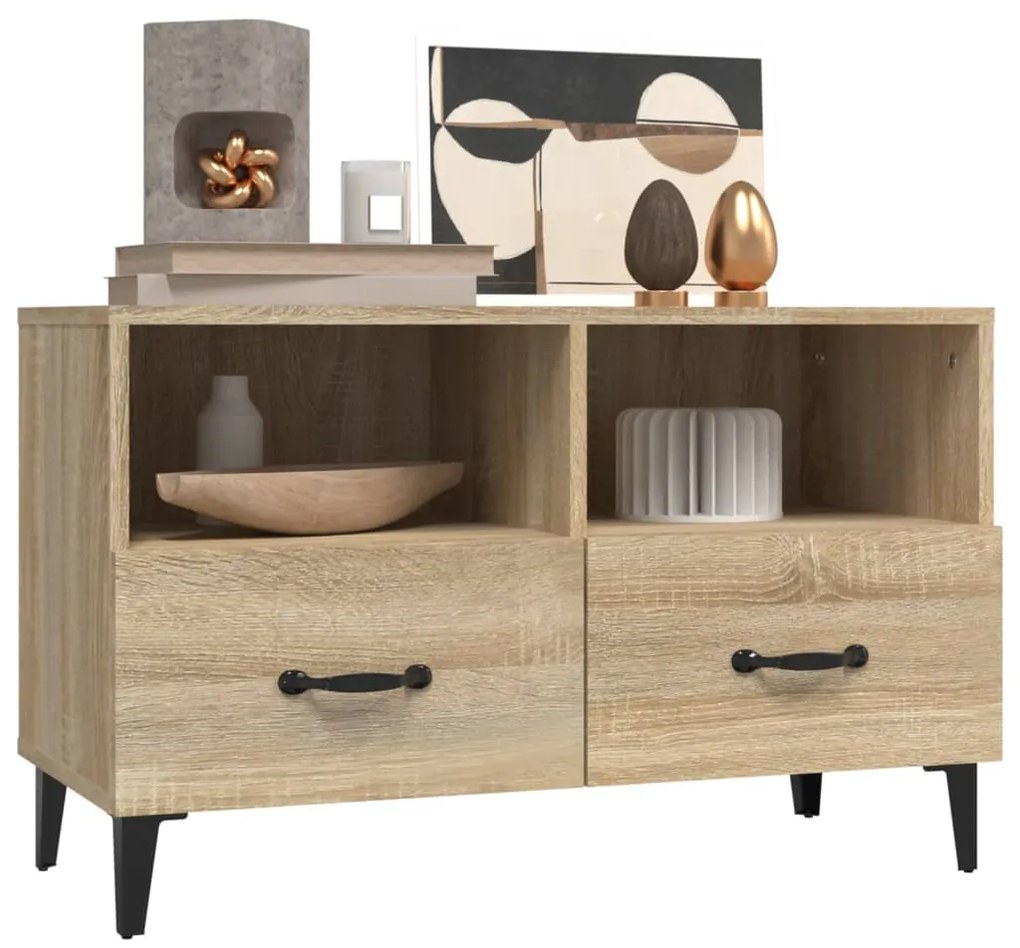 Mobile per tv rovere sonoma 80x36x50 cm legno multistrato