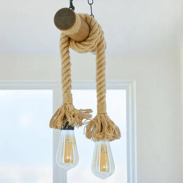 Lampadario a sospensione con catena KOS 2xE27/60W/230V faggio