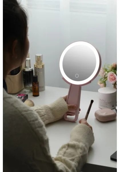 Immax 09102L - Specchio cosmetico dimmerabile LED+CCT SWEET LED/3W/5V rosa