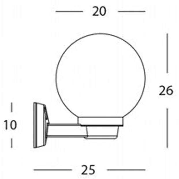 Applique Da Esterno Contemporanea Globo Termoplastica Nera E Fumè 1 Luce E27