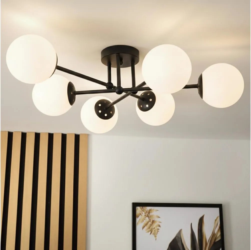 Brilagi - Lampadario da soffitto MALIVA 6xE14/15W/230V nero/bianco