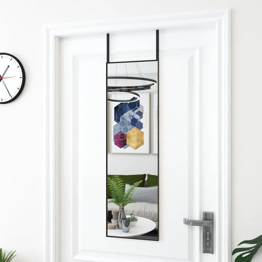 Specchio da Porta in Vetro e Alluminio disponibile in varie dimensioni, 30 x 100 cm / Nero