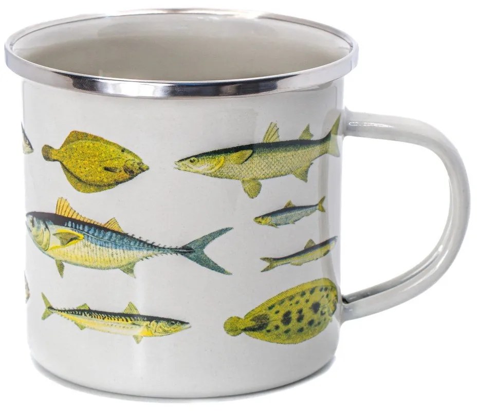 Tazza bianca e verde 310 ml Vintage Fish – Sass &amp; Belle