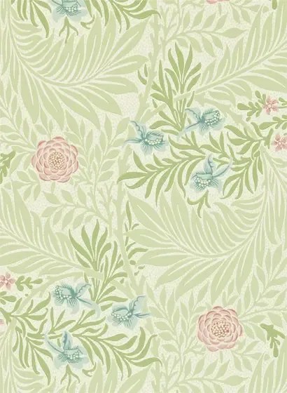 Tapete Larkspur von Morris & Co. - Green/ Coral
