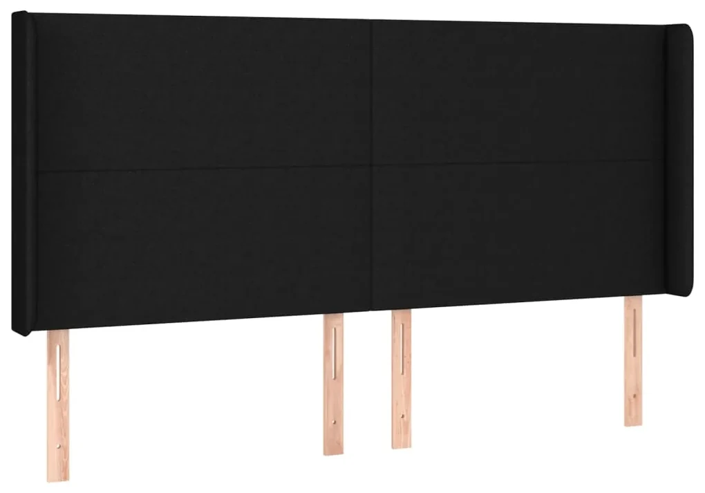 Testiera a led nera 163x16x118/128 cm in tessuto