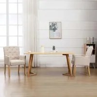 Sedia da Pranzo con Braccioli Beige in Tessuto 287941