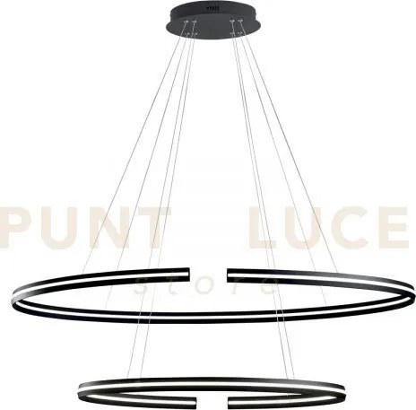 Lampadario a sospensione led clarke nera 88w 11000lm 3000k doppio c...