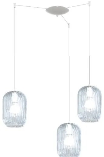 Sospensione bianco 3 luci spostabile vetri blu 1181bi-s3 s-bl