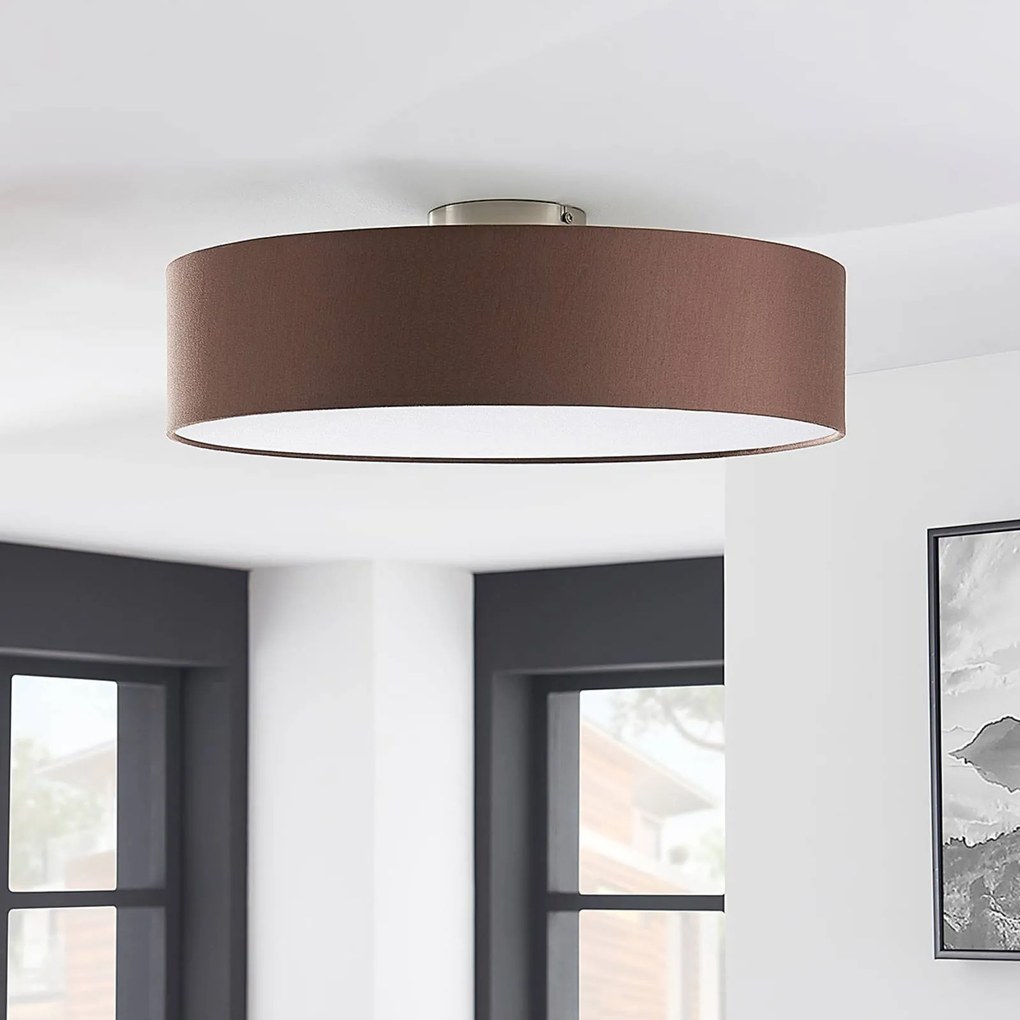 Plafoniera soffitto Sebatin Lindby, dimmerabile, Marrone / Ruggine, Camera da letto, Tessuto / Stoffa / Seta, Moderno, Plafoniera