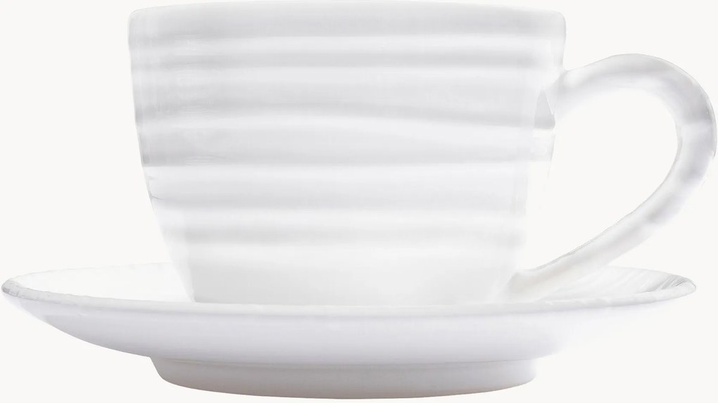 Set tazza e piattino fatti a mano Weißgeflammt, set da 2