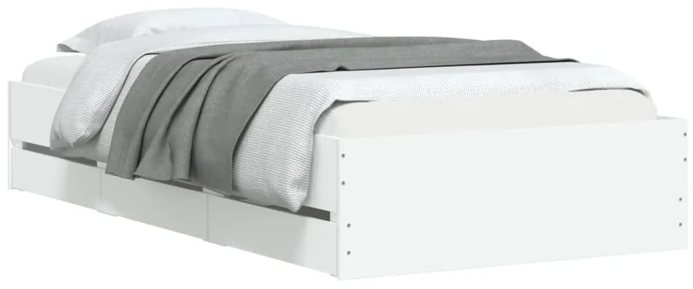 Giroletto con cassetti bianco 90x200 cm in legno multistrato