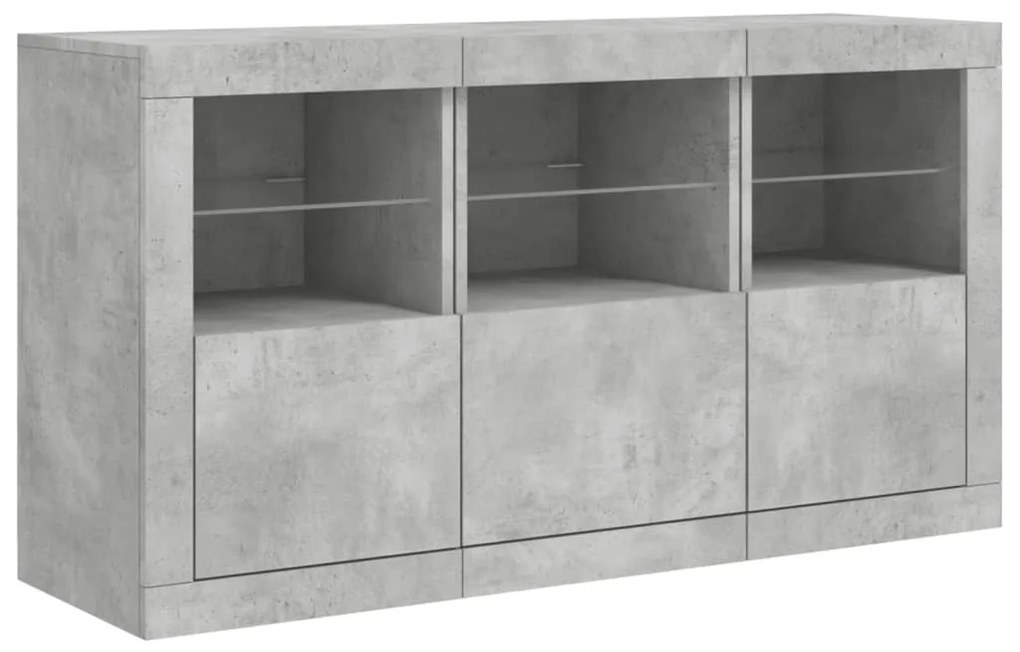 Credenza con luci led grigio cemento 123x37x67 cm