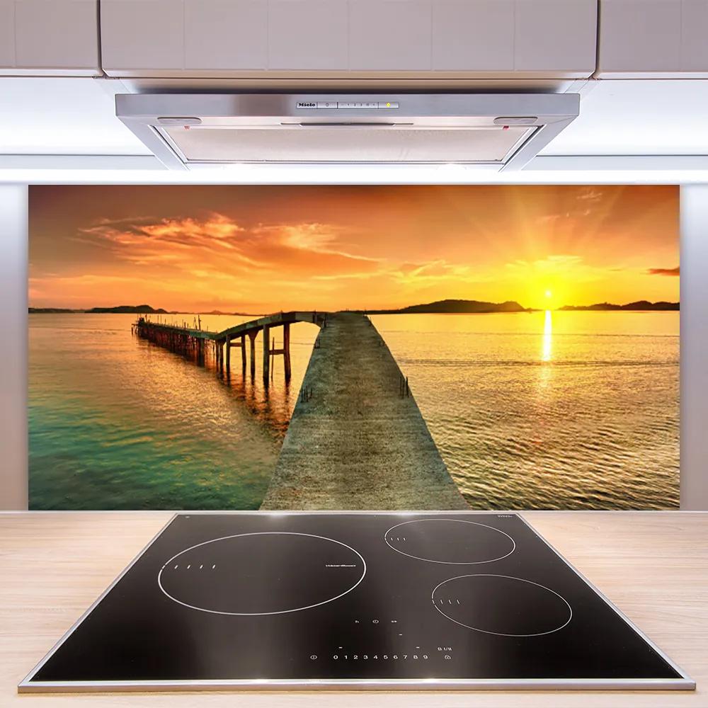 Rivestimento parete cucina Mare, sole, ponte, paesaggio 100x50 cm