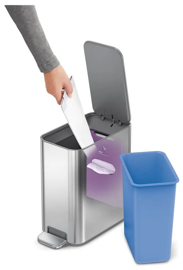 Cestino per rifiuti in acciaio con piedini in argento opaco 5 l - simplehuman