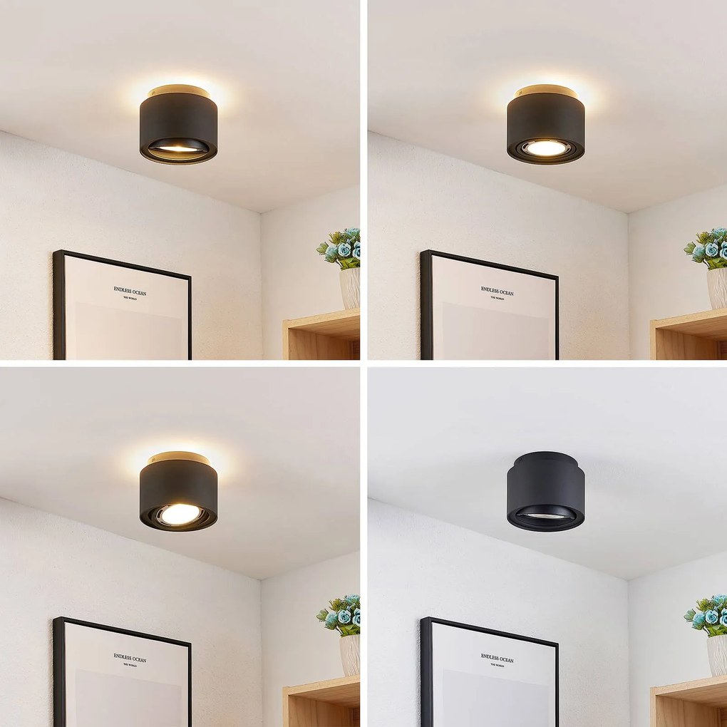 Arcchio plafoniera Walisa, Ø 15 cm, nero, metallo, GU10 Walisa Arcchio, dimmerabile, Nero, Soggiorno / Sala da pranzo, Alluminio, Moderno, Faretto