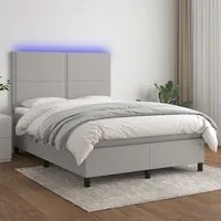 Letto a Molle Materasso e LED Grigio Chiaro 140x200 cm Tessuto cod mxl 37300