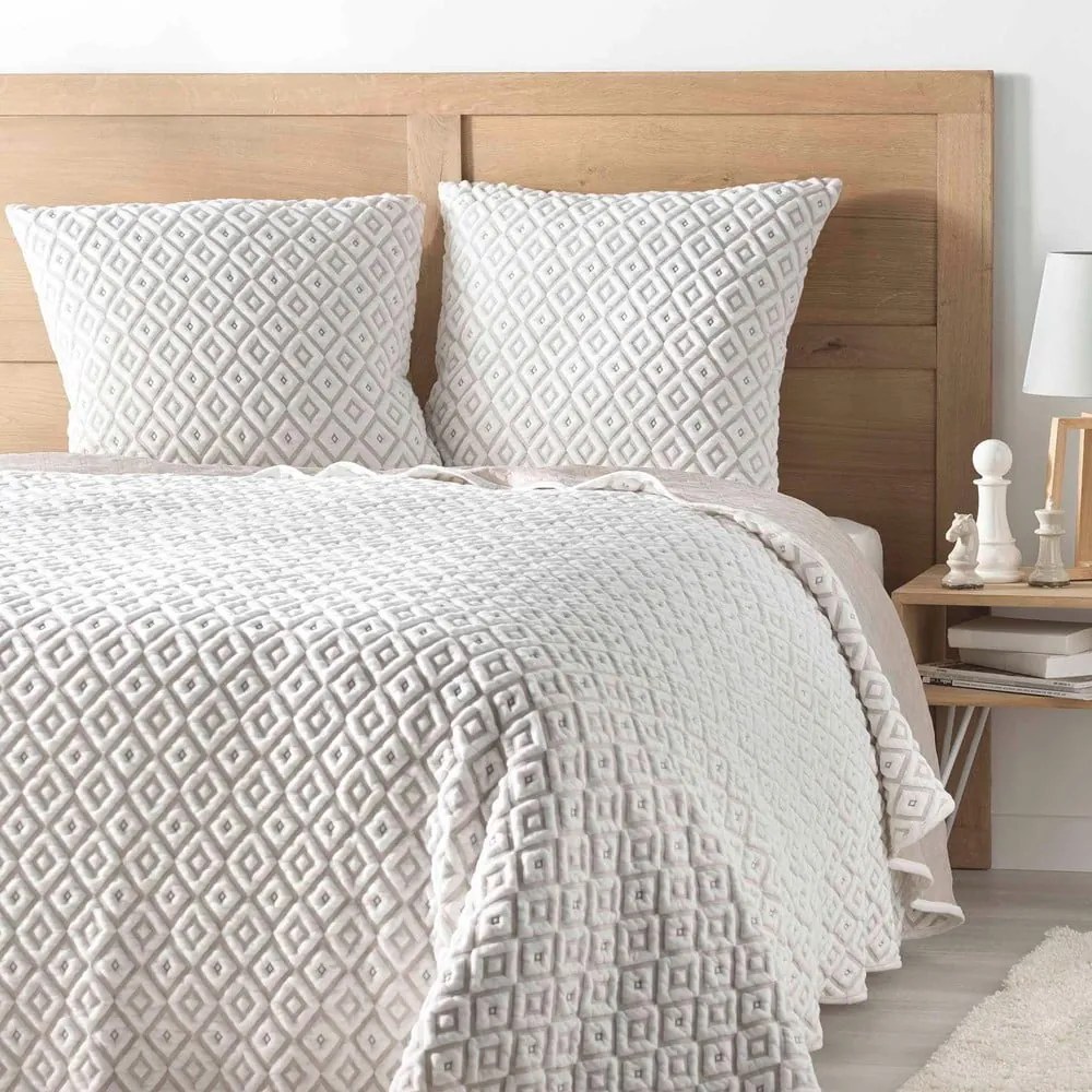 Set con copriletto e federa bianco/beige in microfibra 220x240 cm Joana – douceur d'intérieur