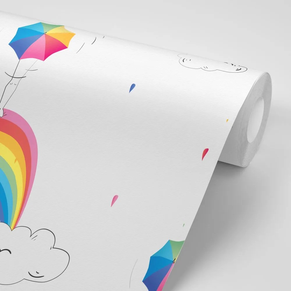 Carta da parati autoadesiva – Ombrelli arcobaleno