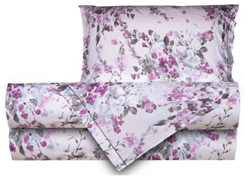 Completo letto singolo fiori acquerello