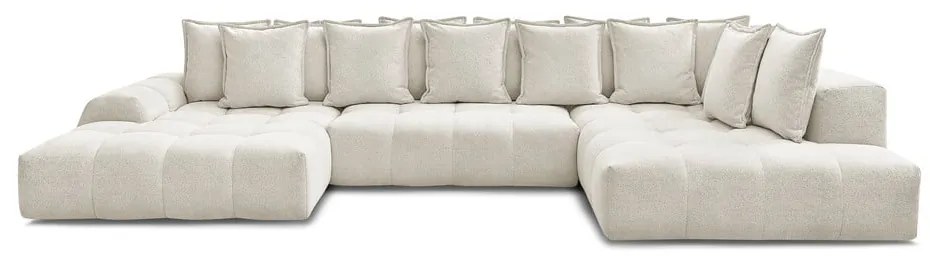 Divano angolare bianco allungabile e con contenitore (penisola a destra/a U) con rivestimento in ciniglia Everest – Bobochic Paris