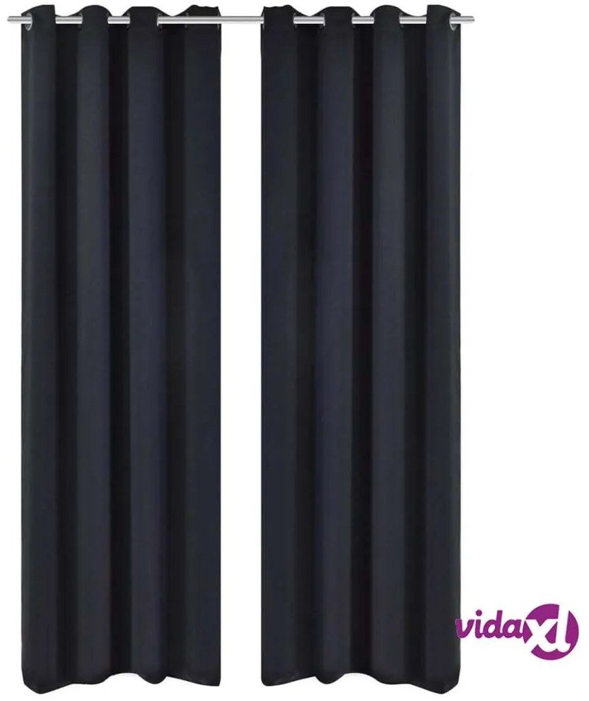 vidaXL 2 Pz Tende Oscuranti con Occhielli in Metallo 135x175 cm Nere