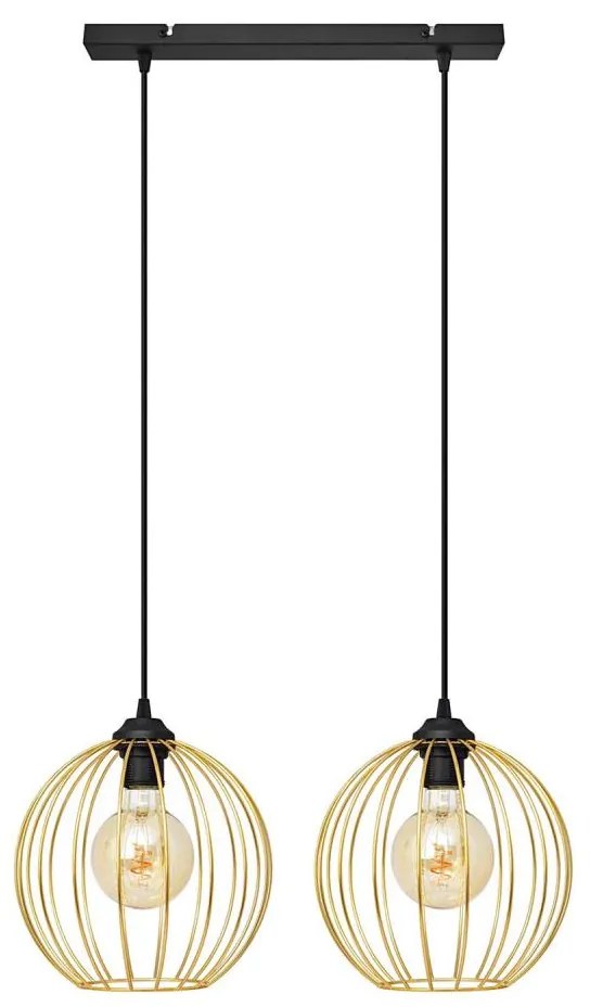Lampadario a sospensione con filo MERCURE 2xE27/15W/230V oro/nero